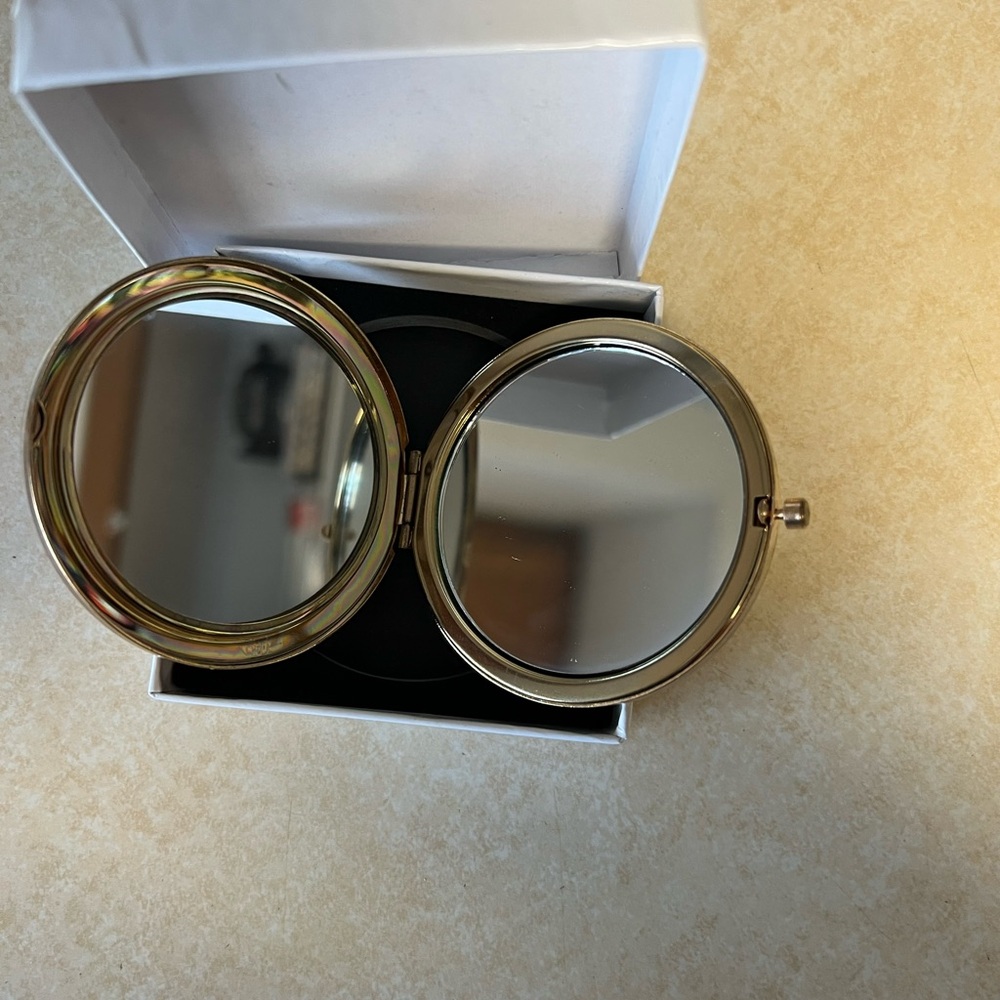 Floral Compact Mirror with Gold Trim in original box